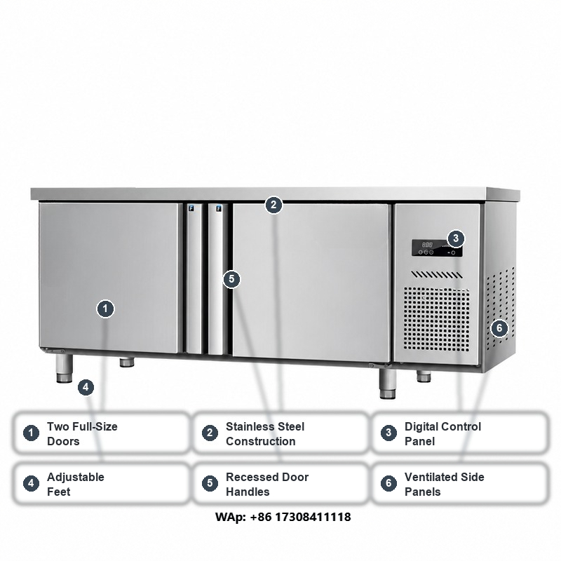 Commercial Kitchen Worktops - Armário refrigerado com bancada de aço